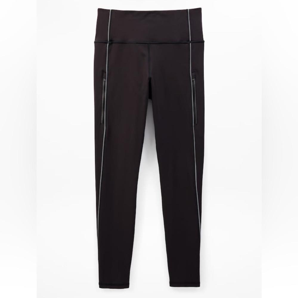 BLACK ATHLETA High Waisted Leggings Black reflective Rainier Tights NWT